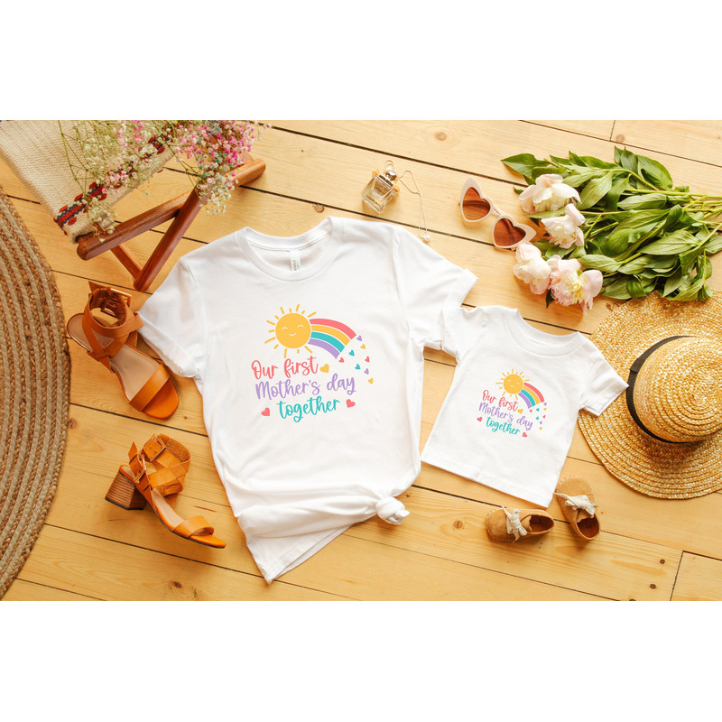 Our First Mother's Day Together, Rainbow Colors Mother's Day Shirt, Mama Mini Matching Shirts, Daisy Mother Shirt, Personalized Mother Gifts - 1.jpg