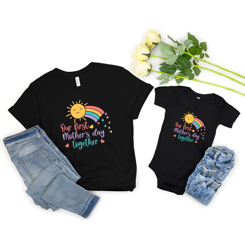 Our First Mother's Day Together, Rainbow Colors Mother's Day Shirt, Mama Mini Matching Shirts, Daisy Mother Shirt, Personalized Mother Gifts - 2.jpg
