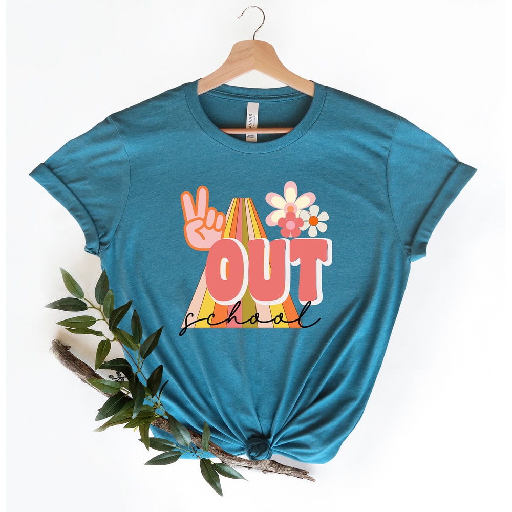 Peace Out School, Floral End Of School Shirt, Happy Last Day Of School, Teacher Appreciation Shirt, Rainbow Teacher Gift, Funny Teacher Gift - 2.jpg