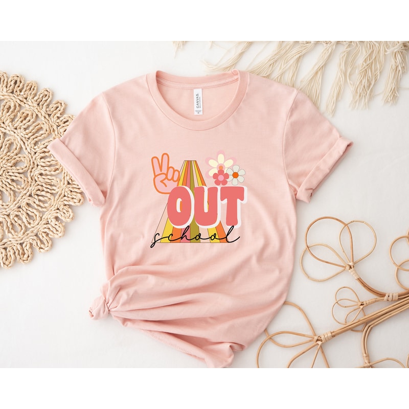 Peace Out School, Floral End Of School Shirt, Happy Last Day Of School, Teacher Appreciation Shirt, Rainbow Teacher Gift, Funny Teacher Gift - 3.jpg