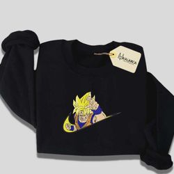 anime custom embroidered sweatshirt, nike x sogoku embroidered sweatshirt, custom anime embroidered crewneck