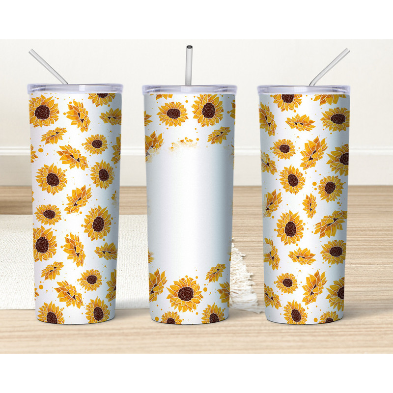 Sunflower Tumbler, Cow Print Sunflower Tumbler, Sunflower Skinny Tumbler.png