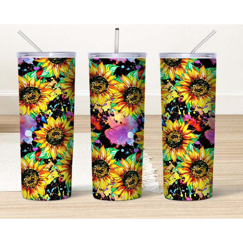 Sunflower Tumbler, Cow Sunflower Tumbler, Sunflower Skinny Tumbler.png