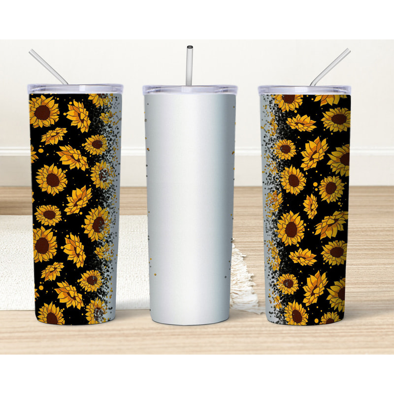 Sunflower Tumbler, Sunflowers Skinny Tumbler, Cow Print Sunflower Skinny Tumbler.png