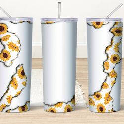 sunflower tumbler, sunflowers tumbler, sunflowers skinny tumbler