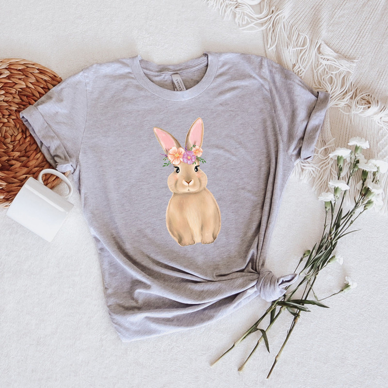 Rabbit T-shirt, Easter Shirt, Bunny Tee, Floral Bunny Shirt, Cute Easter Gift, Bunny Apparel Shirt, Rabbit Lover Shirt, Spring, Gift for her - 2.jpg