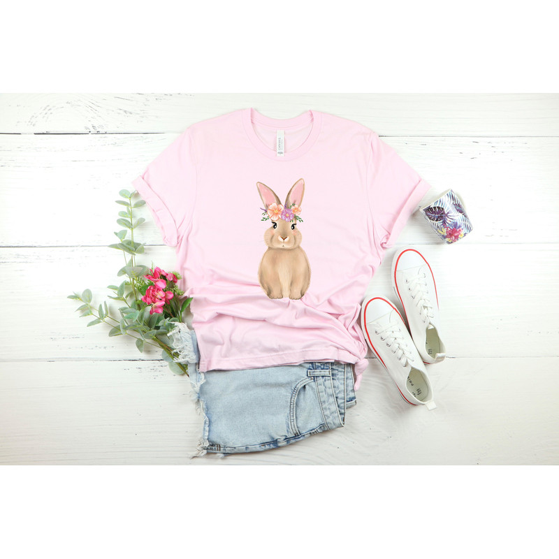 Rabbit T-shirt, Easter Shirt, Bunny Tee, Floral Bunny Shirt, Cute Easter Gift, Bunny Apparel Shirt, Rabbit Lover Shirt, Spring, Gift for her - 3.jpg