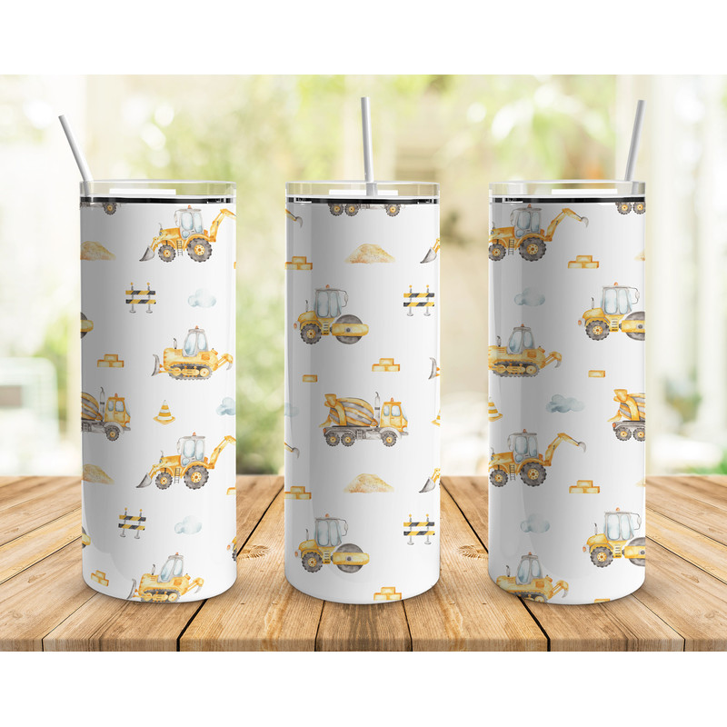 Boys Digger Trucks Tumbler, Boys Digger Trucks Skinny Tumbler.png