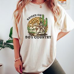 raised on 90s country,  leopard print howdy western shirt,  distressed country music s