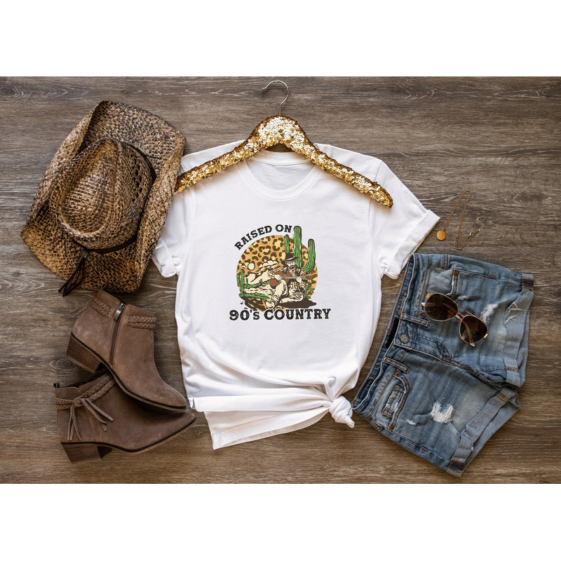 Raised On 90's Country, Leopard Print Howdy Western Shirt, Distressed Country Music Shirt, Southern Cowboy Gift, Vintage Country Concert Tee - 2.jpg