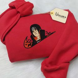 nike x uchiha itachi embroidered, sweatshirt anime embroidered sweatshirt, anime embroidered crewneck