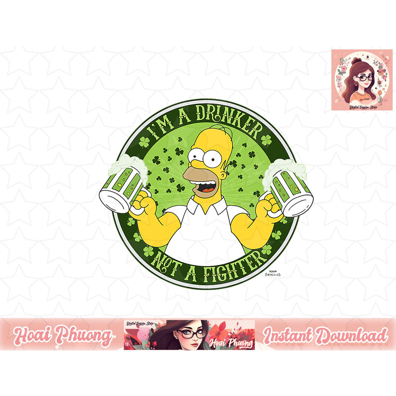 The Simpsons St. Patrick s Day Homer Drinker Not Fighter V2 png, instant download.jpg