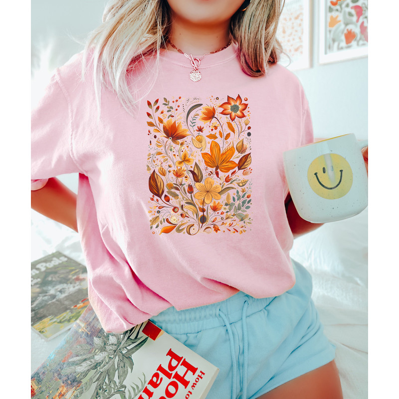 Retro Vintage Boho Wildflowers Shirt, Natural Aesthetic Shirt, Boho Floral Cottagecore Shirt, Goblincore Shirt, Y2k Fairycore Oversize Shirt - 3.jpg