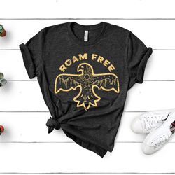 roam free thunderbird eagle shirt, western desert shirts, aztec shirts, boho 2022 desert