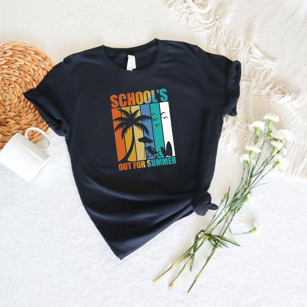 School's Out For Summer, Retro Comfort End Of School Shirt, Summer Break Shirt, Funny School Tee, Groovy School Gift, Peace Out Kindergarten - 2.jpg
