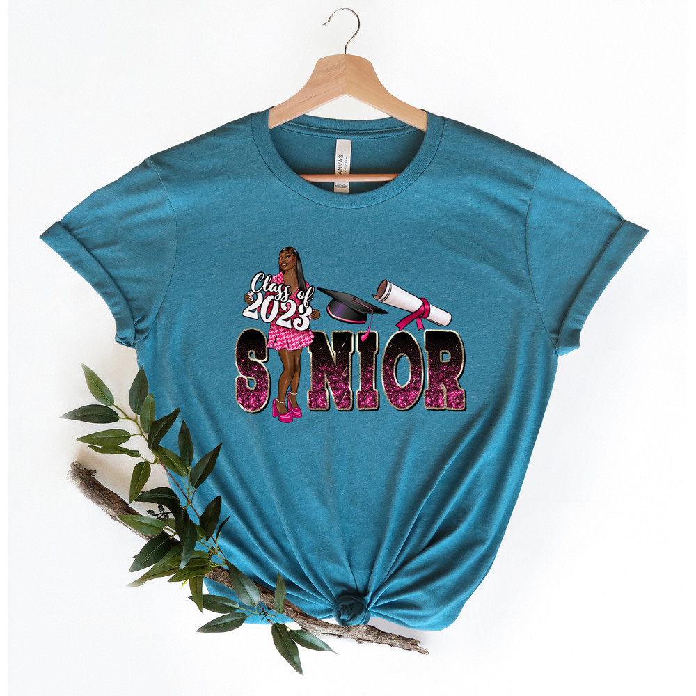 Senior Class Of 2023, Black Girl Senior Shirt, Afro Girl Graduation Shirt, Gift For Graduation, Custom Graduation Shirts, Graduation Sweater - 3.jpg