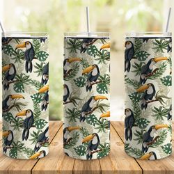 tropical jungle birds tumbler, tropical jungle birds skinny tumbler