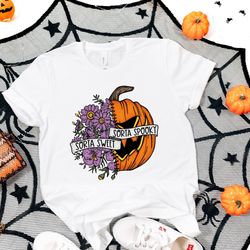 sorta sweet sorta spooky shirt, floral halloween pumpkin tee, floral pumpkin shirt, hap