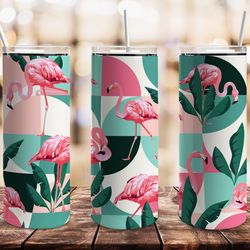 tropical summer flamingos tumbler, tropical summer flamingos skinny tumbler