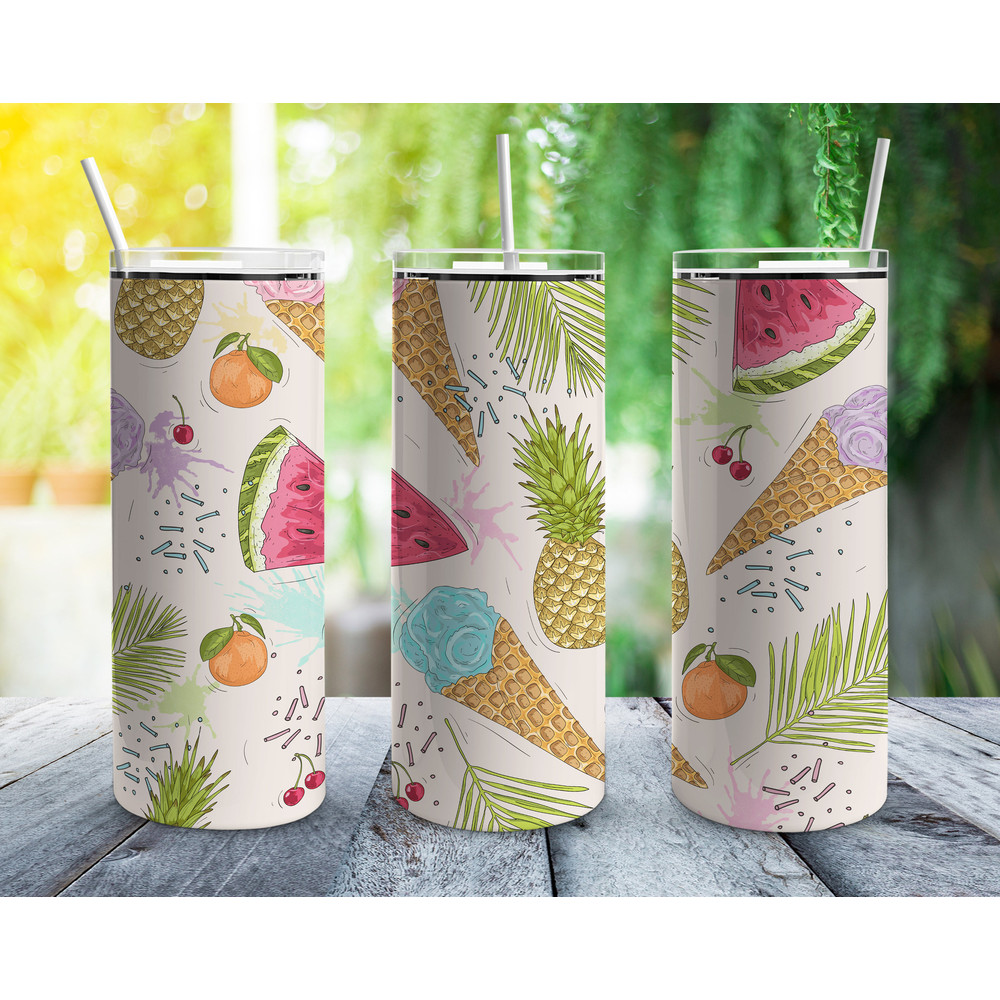 Tropical Summer Tumbler, Tropical Summer Skinny Tumbler.png