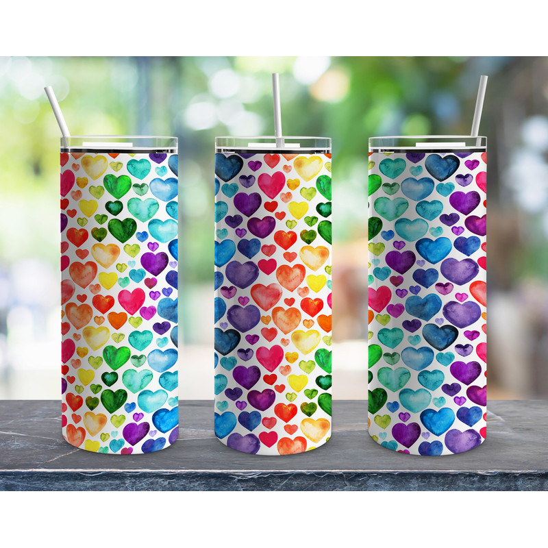 Valentines Rainbow Tumbler, Valentines Rainbow Skinny Tumbler.png