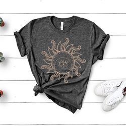 sun moon stars tee, celestial mood tee, moon phase shirt, sun shirt, one with the sun, boh