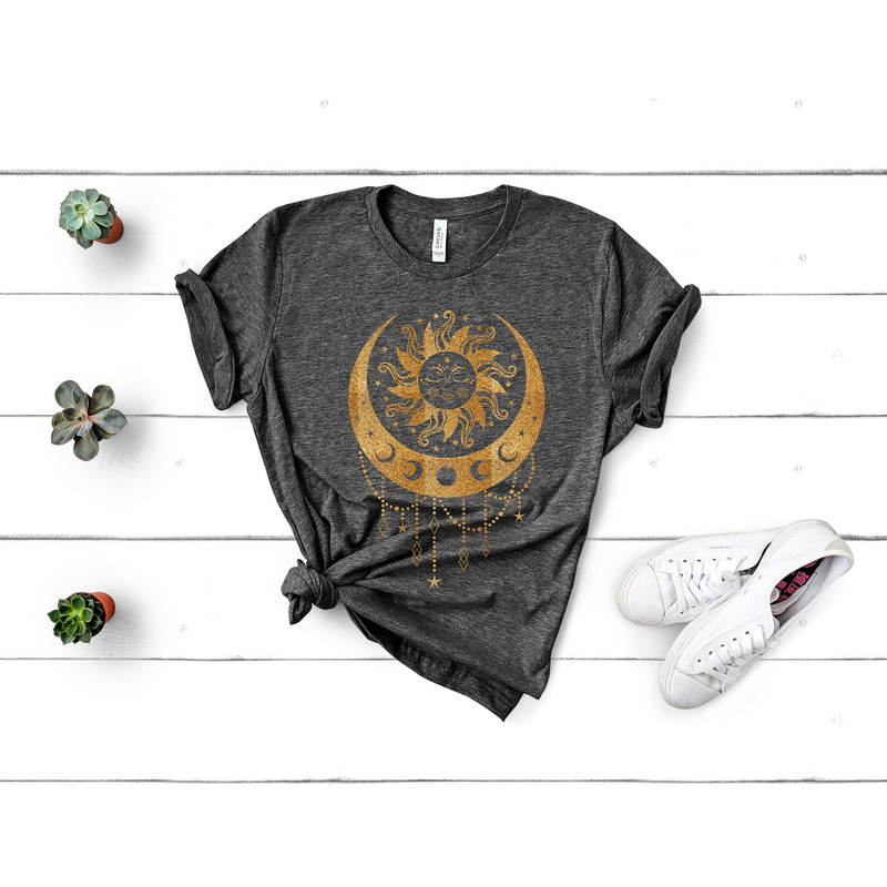 Sun Moon Stars Tee,Celestial Tee,Moon Phases Shirt,Sun Shirt,One with the Sun,Boho Shirt,Vintage Sun Tee,Mystical Tee,Moon Shirt,Bohemian - 2.jpg