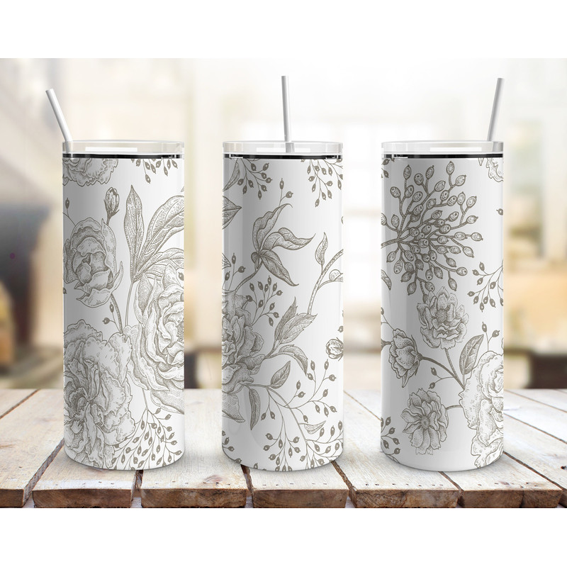 Vintage Floral Tumbler, Vintage Floral Skinny Tumbler.png