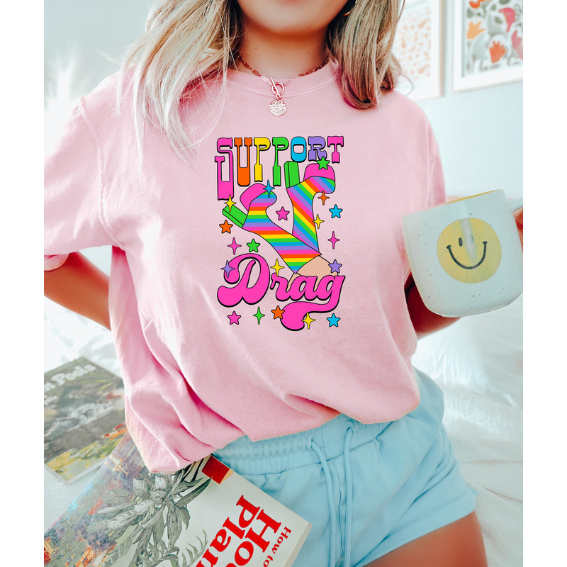 Support Drag Shirt, Drag Is Not Crime, Funny Pride Shirt, Lesbian Shirt, Gay Shirt, Pride Outfit, Queer Is Future, Equality Shirt, Trans Tee - 2.jpg