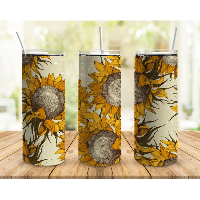 Vintage Sunflower Tumbler, Vintage Sunflower Skinny Tumbler.png