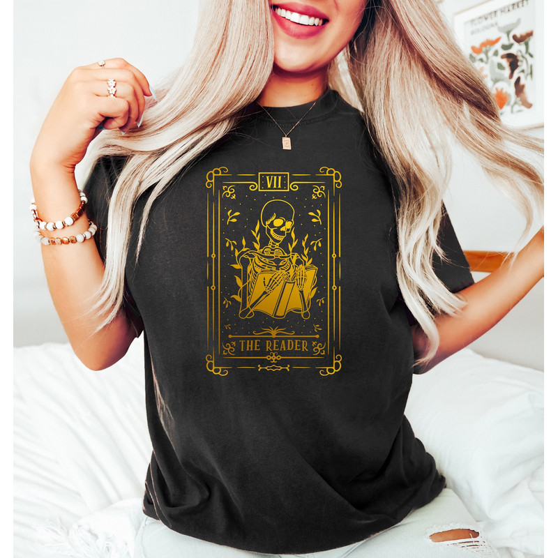 Tarot Reader Shirt, Bookish Librarian Shirt, The Skull Readers Tarot Shirt, Cool Mystical Skull Tee, Tarot Card Sweatshirt, Tarot Skull Gift - 1.jpg