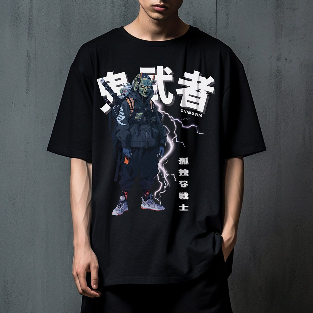Japanese Oversized T-shirt, Japanese anime tshirt, anime Streetwear tshirt, Harajuku shirt, Y2K style, tokyo style, glitch, anime tee - 1.jpg