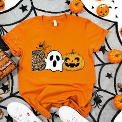 the boo pumpkin lettering halloween shirt, halloween crew shirt, halloween party outfit