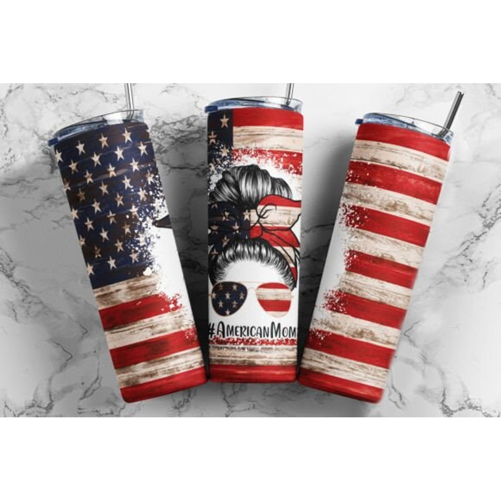 American Mom Tumbler, American Mom Skinny Tumbler, Designs Skinny Tumbler.jpg