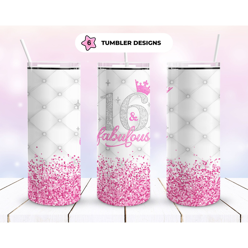 16th Birthday Gift 20oz Straight Tumbler Wrap Seamless Design PNG.jpg