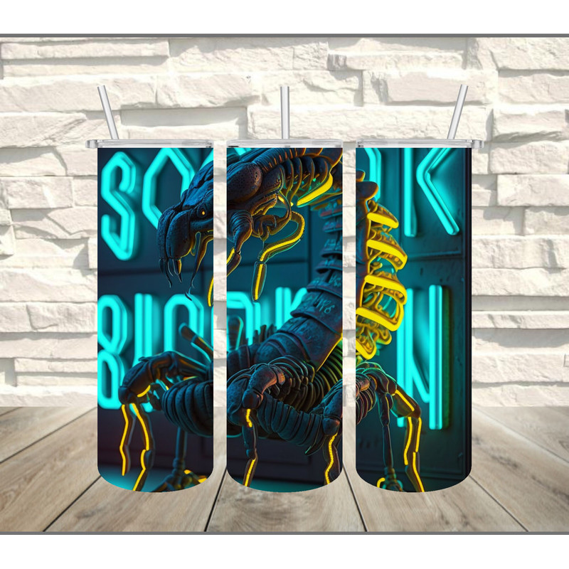 Scorpion NEON Tumbler, Designs Skinny Tumbler, Scorpion NEON Skinny Tumbler.jpg