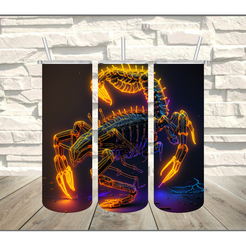 Scorpion NEON Tumbler, Scorpion NEON Skinny Tumbler, Designs Skinny Tumbler.jpg