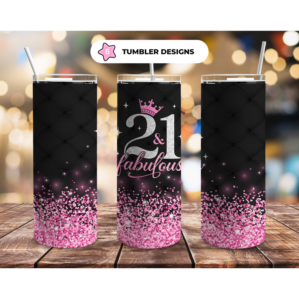 21st Birthday 20oz Straight Tumbler Wrap Seamless Design PNG.jpg