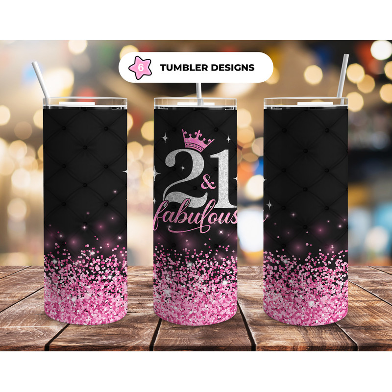 21st Birthday 20oz Straight Tumbler Wrap Seamless Design PNG.jpg