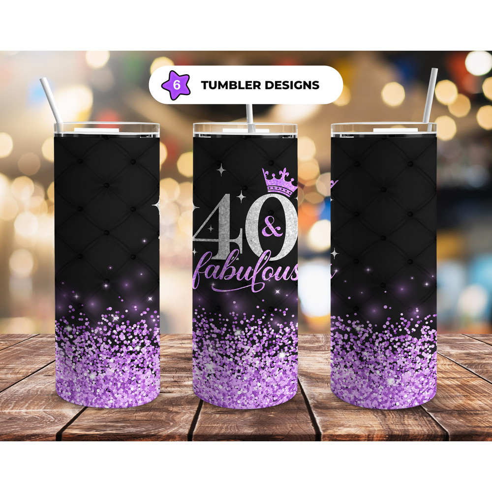 40th Birthday 20oz Straight Tumbler Wrap Seamless Design PNG.jpg