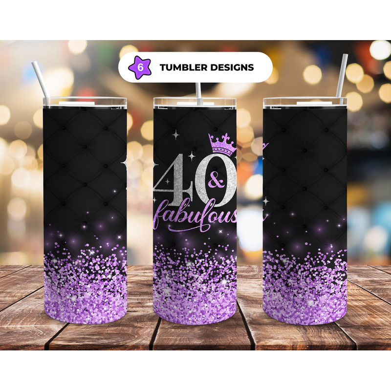 40th Birthday 20oz Straight Tumbler Wrap Seamless Design PNG.jpg