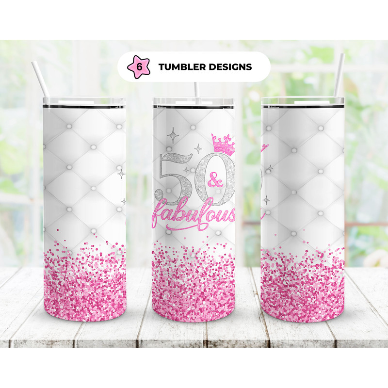 50th Birthday Gift 20oz Straight Tumbler Wrap Seamless Design PNG.jpg