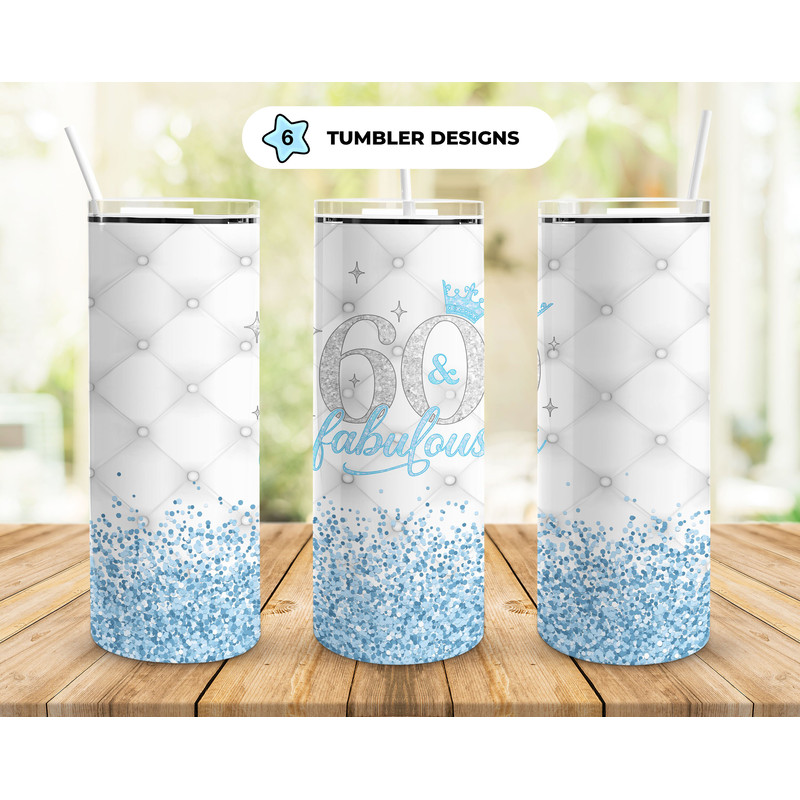 60th Birthday Gift 20oz Straight Tumbler Wrap Seamless Design PNG.jpg
