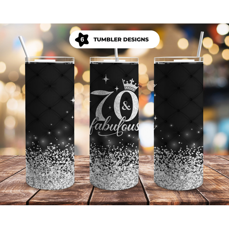70th Birthday 20oz Straight Tumbler Wrap Seamless Design PNG.jpg