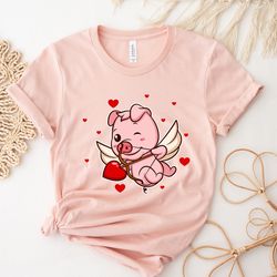 valentines pig shirt, pig lover shirt, pig cupid shirt, cute valentines day gift, womens