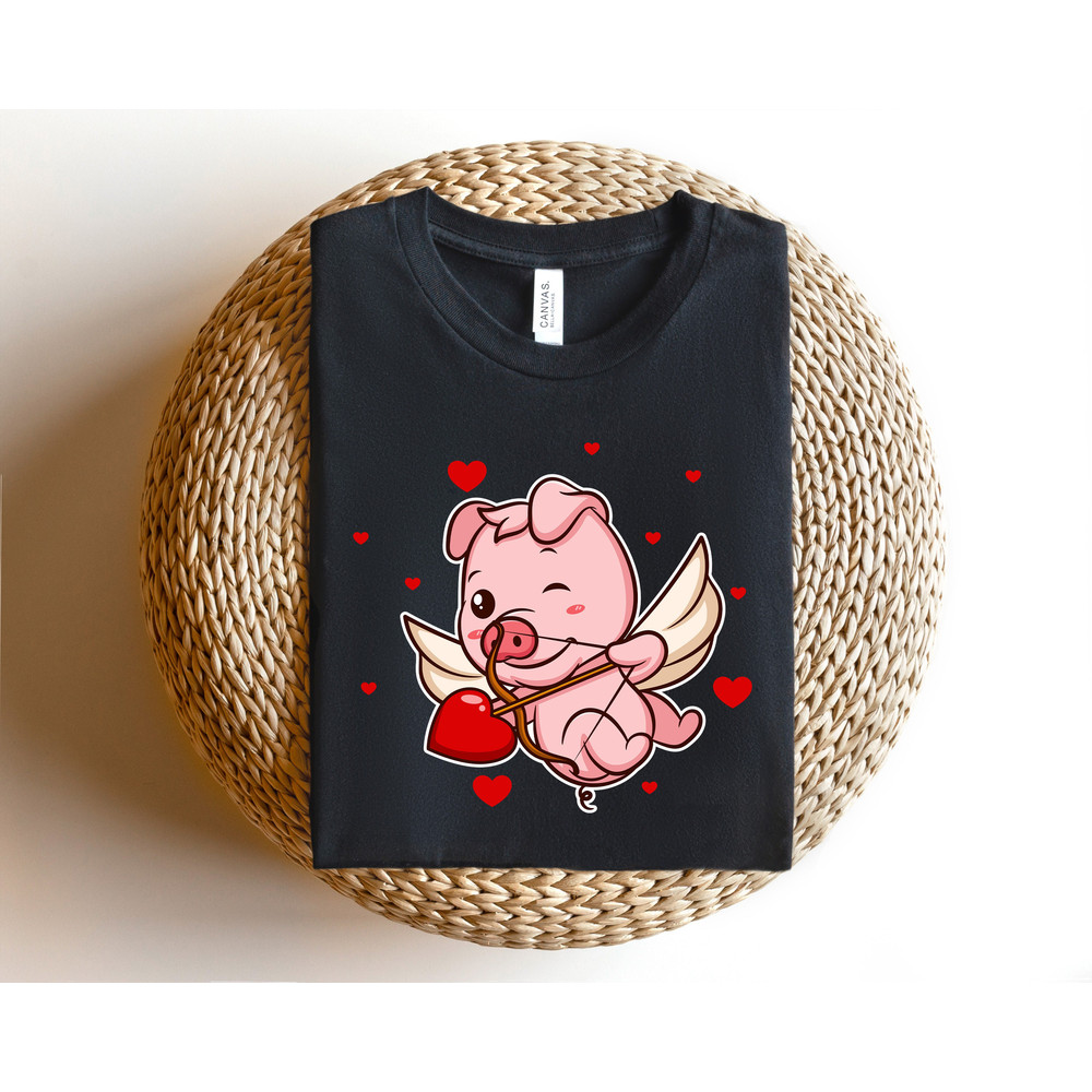 Valentines Pig Shirt,Pig Lover Shirt,Pig Cupid Shirt,Cute Valentines Day Gift,Womens Valentines Crewneck,Personalize Gifts,Custom Family Tee - 2.jpg