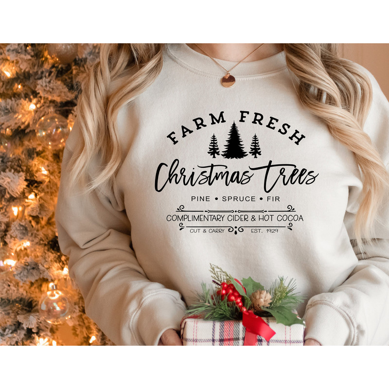 Vintage Christmas Tree Farm Fresh Sweatshirt,Merry Christmas Santa Gift Sweatshirt,2022 Merry Christmas,Christmas Pajamas,Family Matching - 1.jpg
