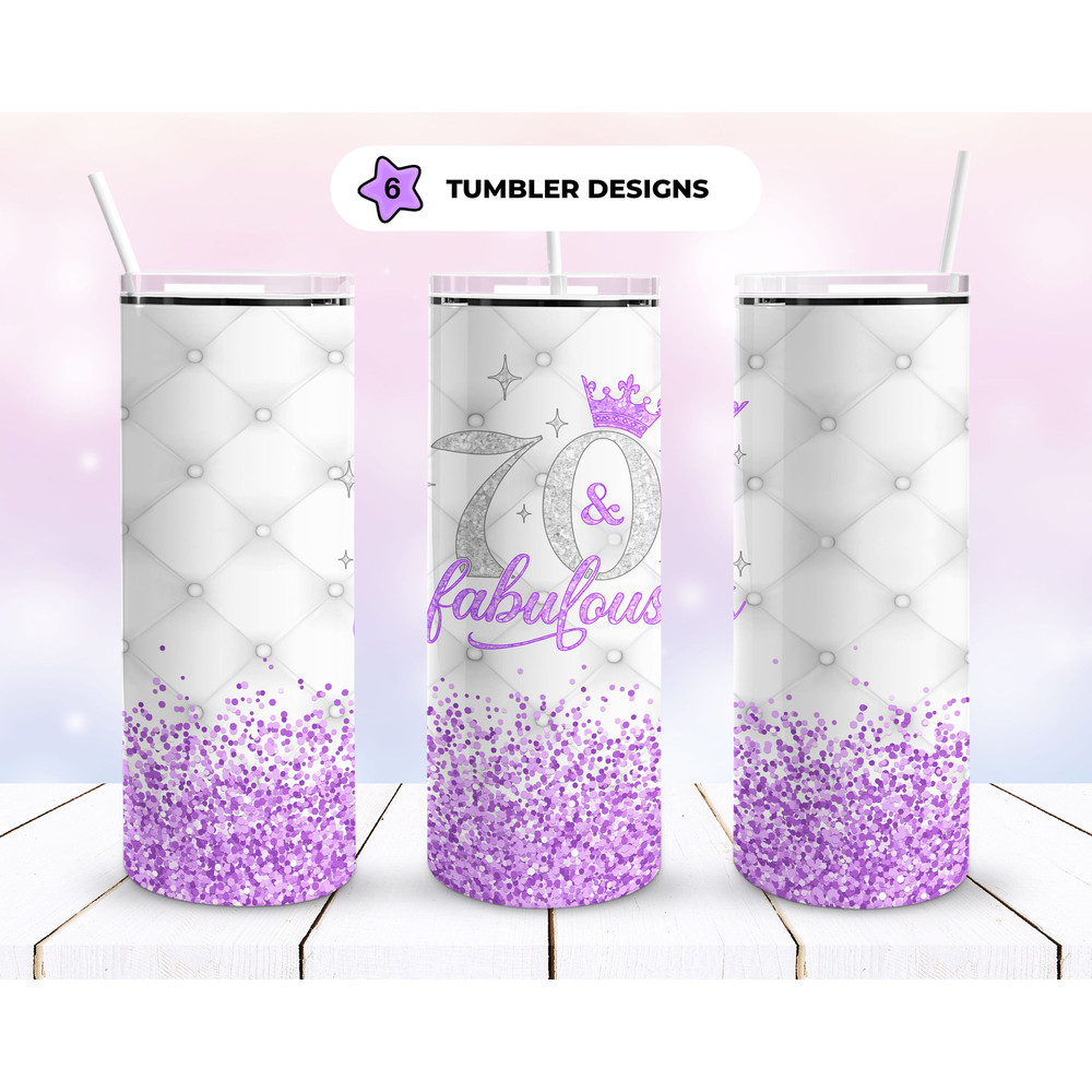 70th Birthday Gift 20oz Straight Tumbler Wrap Seamless Design PNG.jpg