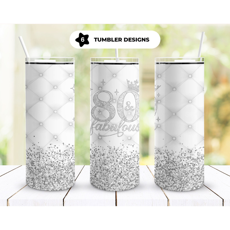 80th Birthday Gift 20oz Straight Tumbler Wrap Seamless Design PNG.jpg