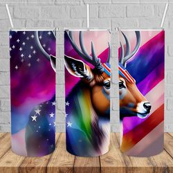 colorful deer hunting tumbler, colorful deer tumbler, colorful deer skinny tumbler